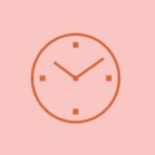 Clock with simple design on a pink background.
